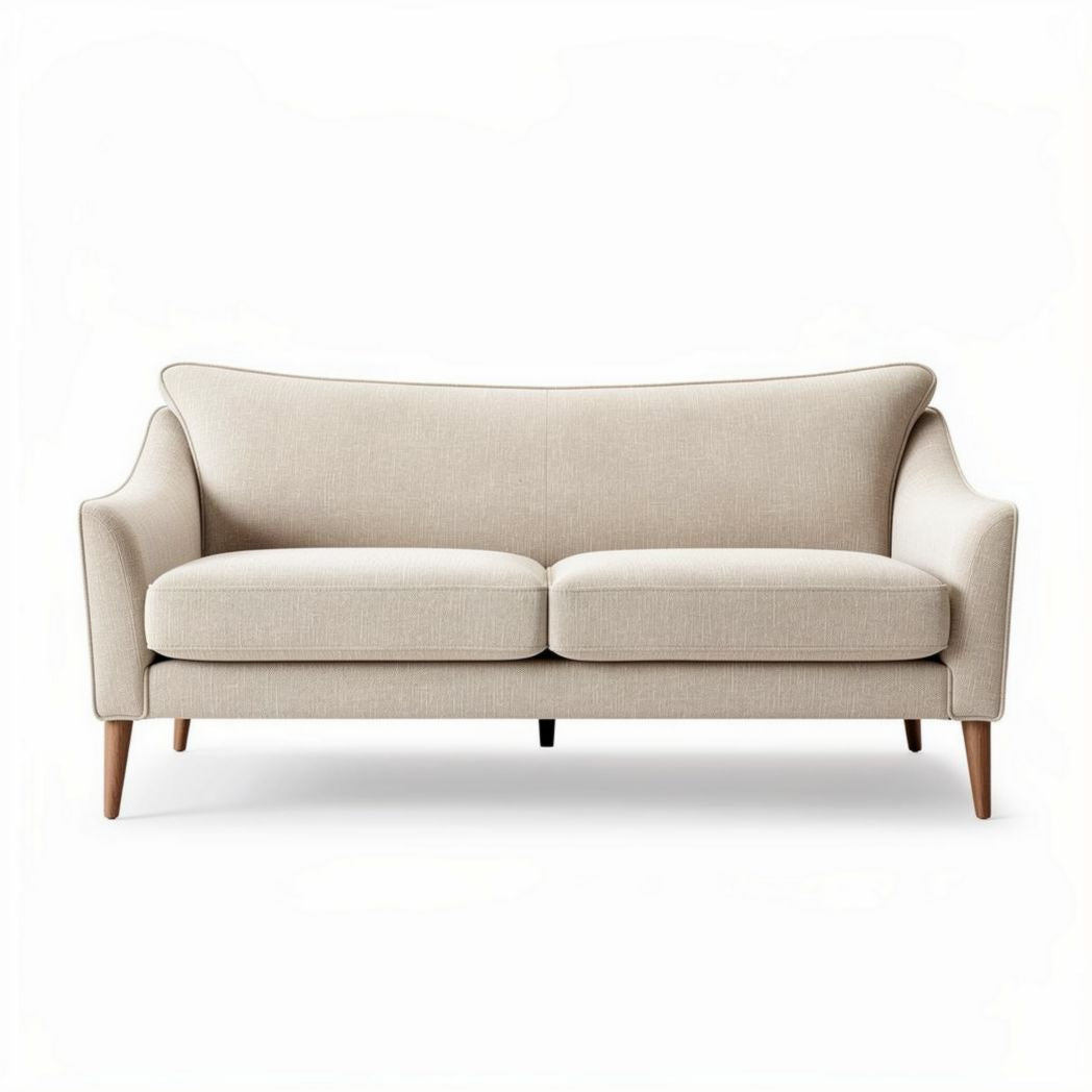 Light beige fabric sofa with wood legs suitable for living room 200 x 90 x 85cm