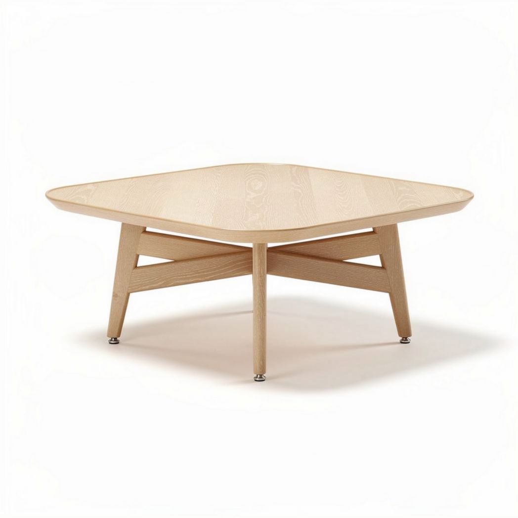 Square wooden coffee table with minimalist design for living room 80 x 80 x 40cm