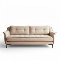 Sofa with tufted design and metal legs in light beige fabric 200 x 90 x 85cm