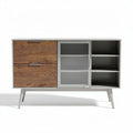 Wooden sideboard with glass door and open shelving 90 x 40 x 70cm