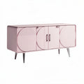 Pink modern sideboard cabinet with geometric design and metal legs 150 x 40 x 75cm