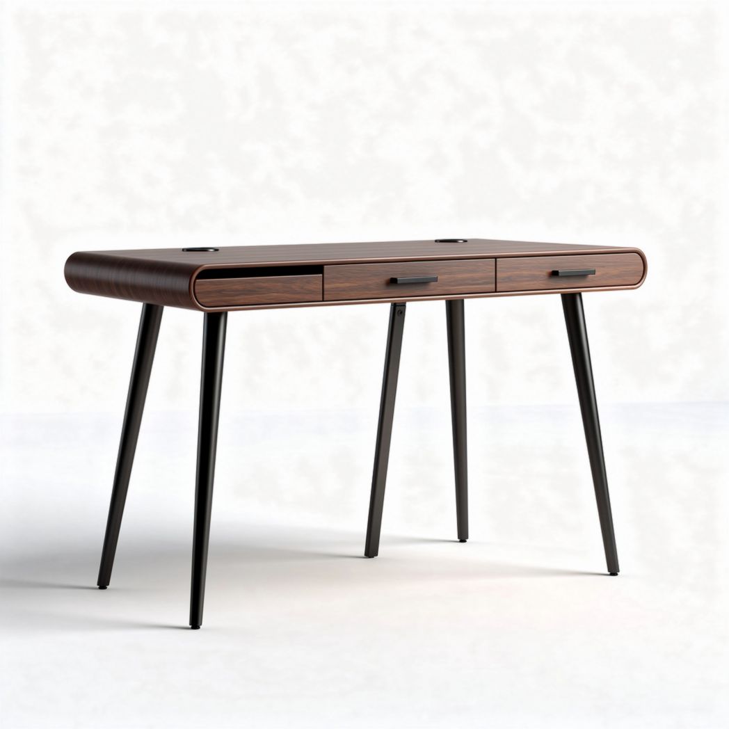 Wooden desk with three drawers and metal legs for home office 120 x 60 x 75cm