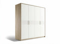 Wooden wardrobe with white doors for bedroom storage 180 x 60 x 200cm